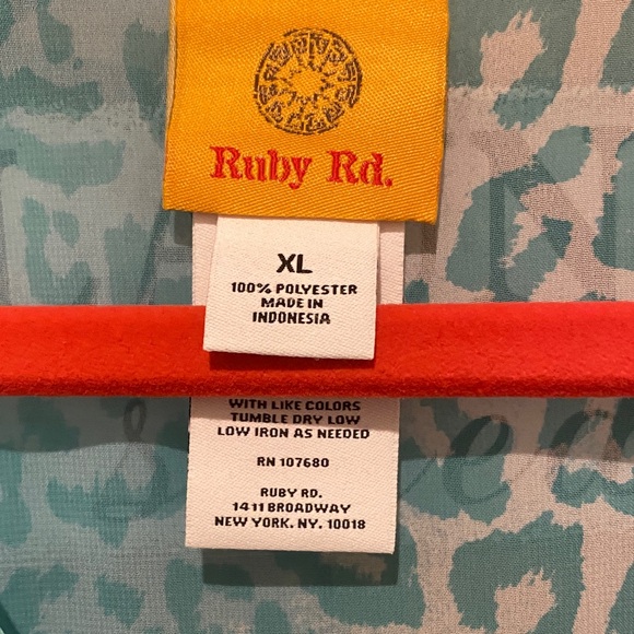 Ruby Rd. Multicolor Leopard Print Sheer Tunic - Picture 2 of 5